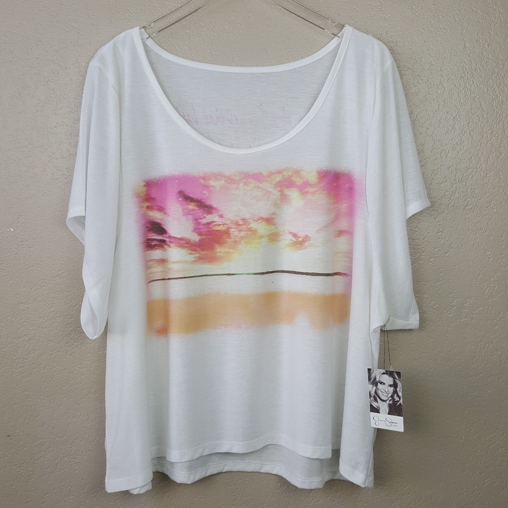 Jessica White Danna Printed Crop Top Shirt 2X NWT - Picture 3 of 7